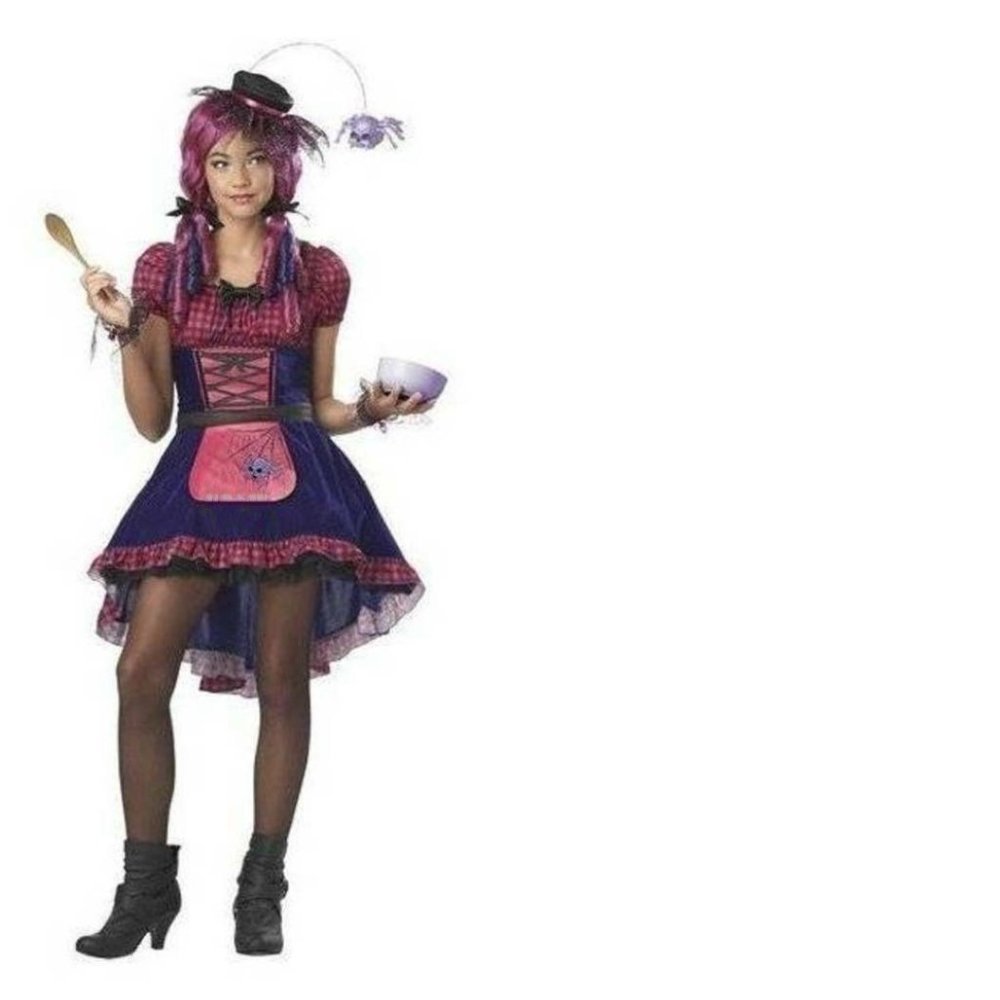 Spider Miss Muffet Halloween Costume 8/10 Dress, Hat 4 Pc Girls Nursery Thyme
